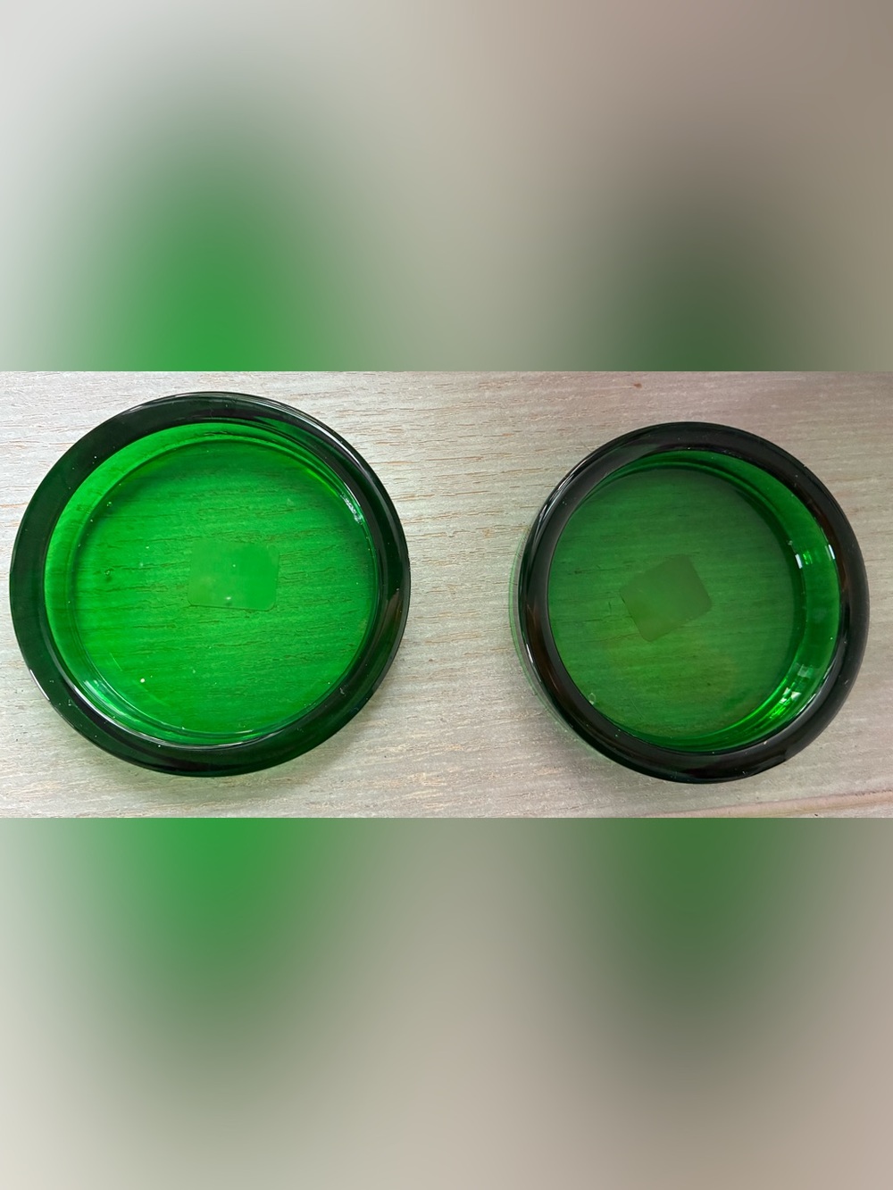 Vintage Crate and Barrel Deep Green Glass Pillar Candle holders